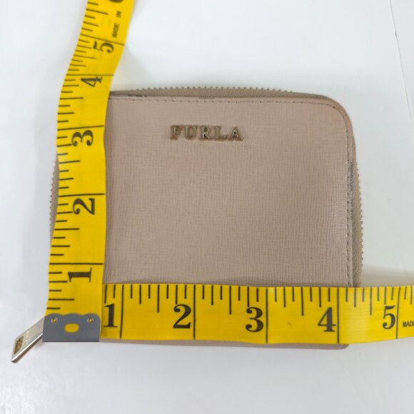 FURLA Designer Genuine Leather ZIP-AROUND Wallet Beige Cream Gold Tone Hardware. - Picture 15 of 16